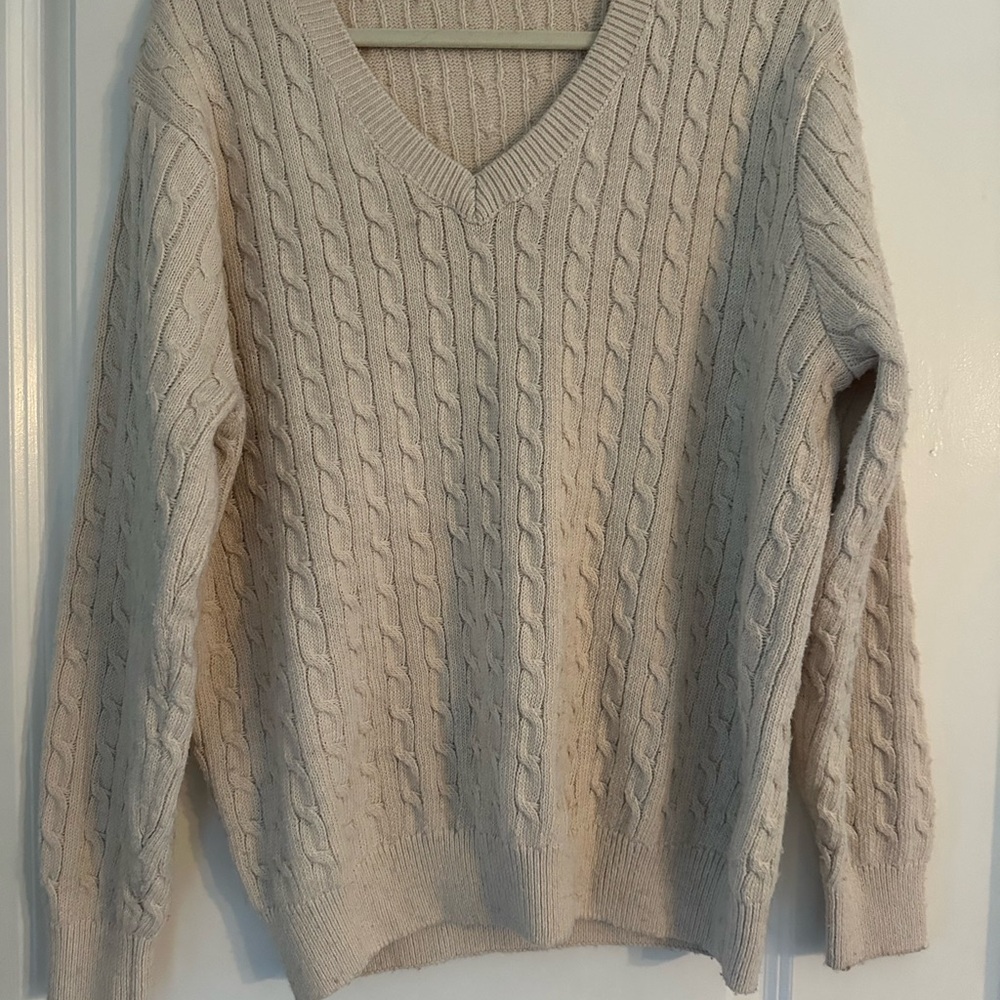 Brandy Melville Cozy Cream Cable Knit Sweater